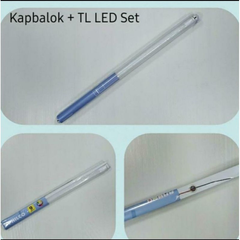 Lampu TL T8 Led 60 CM 9W 9 Watt Set + Kap / TL Led 60CM 9Watt