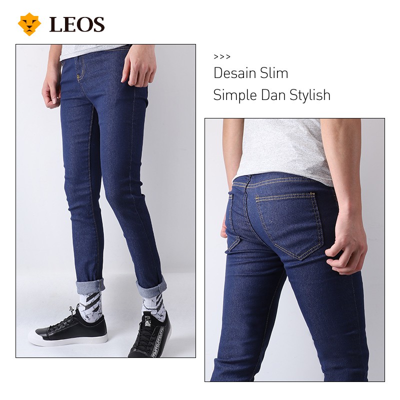 

LEOS Original Celana jeans slim fit pria fashion polos celana jeans simple stylish celana jeans pria