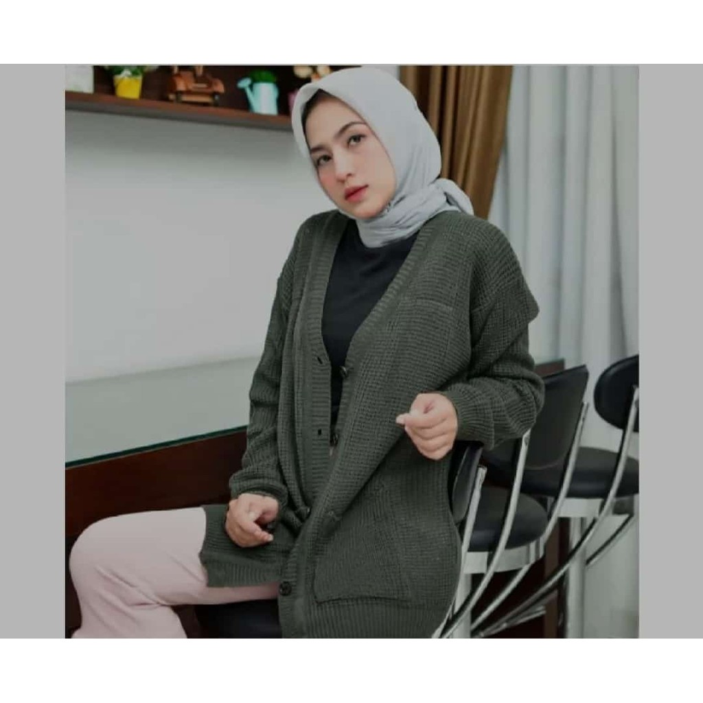 CARDIGAN RAJUT WANITA OVERSIZE KANCING PREMIUM