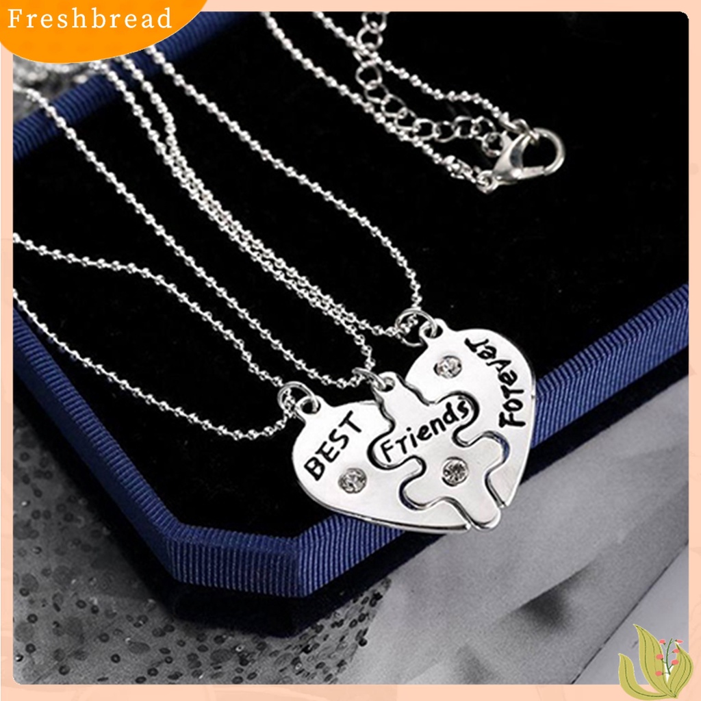 [TERLARIS]3Pcs Broken Heart Shape Carved Letters Best Friends Forever Chain Set for Dating