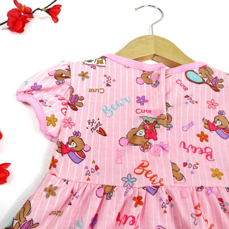 DRESS BABY FASHION ANAK PEREMPUAN SR49 MOTIF BEAR 1-2 TAHUN