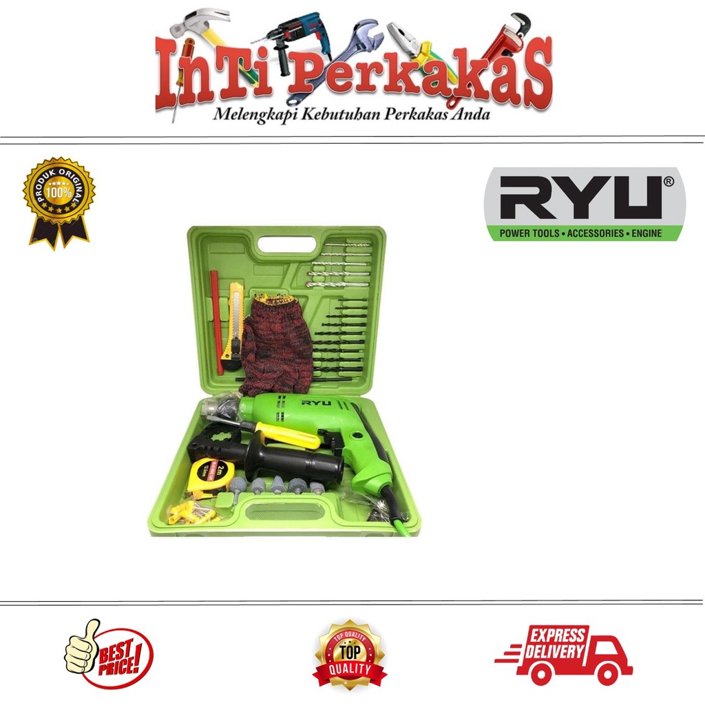 Ryu Mesin Bor set 27 pcs 13mm RID 13-1REB ALAT PERTUKANGAN MESIN BOR 13MM RYU
