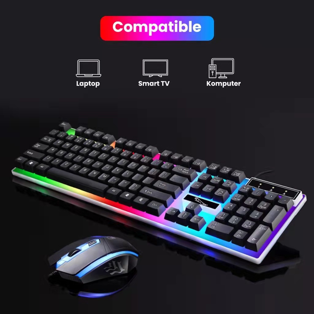 [100%ORIGINAL]Gaming Keyboard Mouse Gaming Full Set  RGB / Set Gaming Mouse Dan Keyboard USB Cable RGB