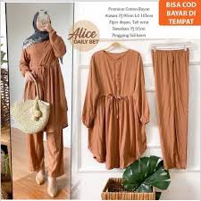 [COD] Alice Daily set Setelan celana JUMBO terlaris  SIZE L XL XXL Rayon Pajamas one set  Busui