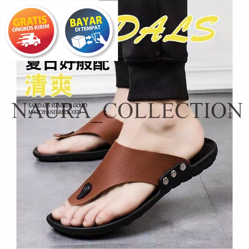 SANDAL KULIT ASLI PRIA/SANDAL FASHION IMPOR/SANDAL TERLARIS
