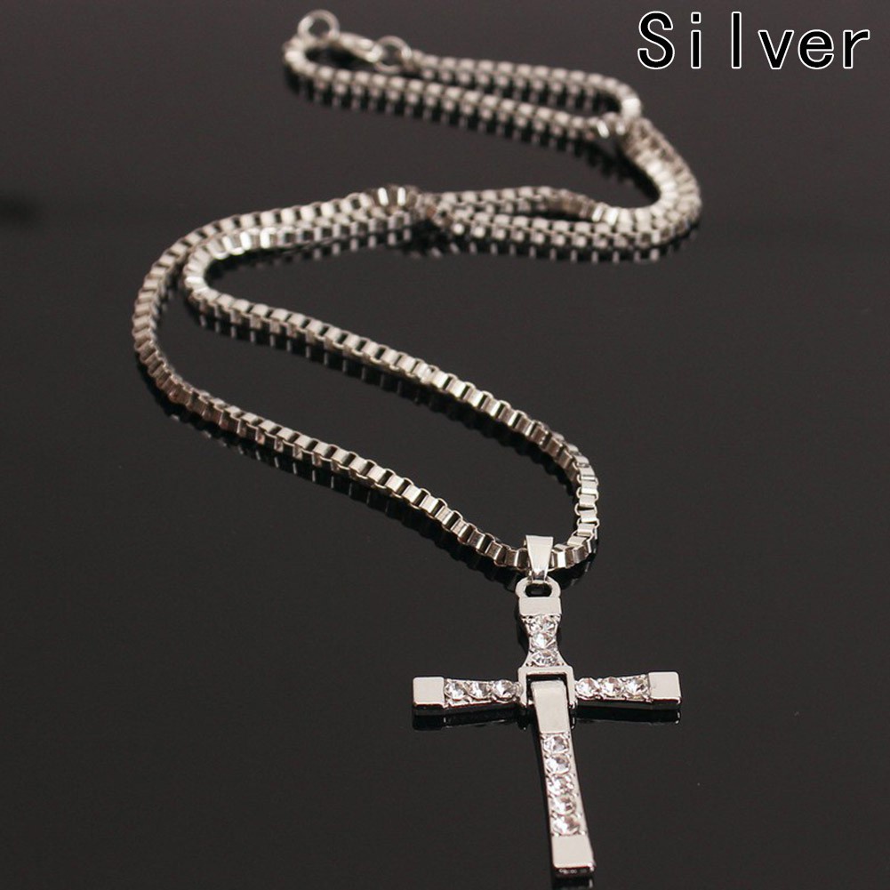 Fast And Furious Toretto'S Cross Pendant Necklace With Little Crystal