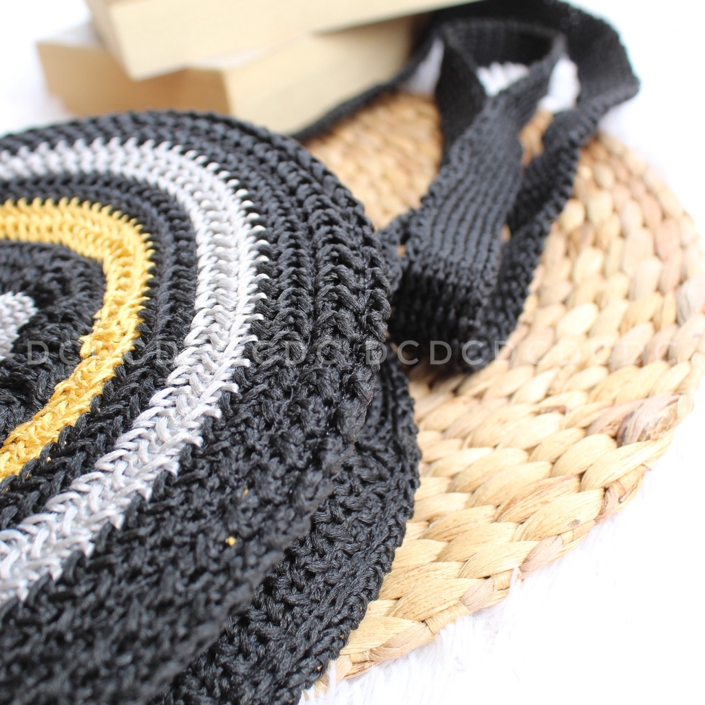 [d_crafts] Tas selempang rajut bulat / round slingbag rajut / tas rajut bulat raisa