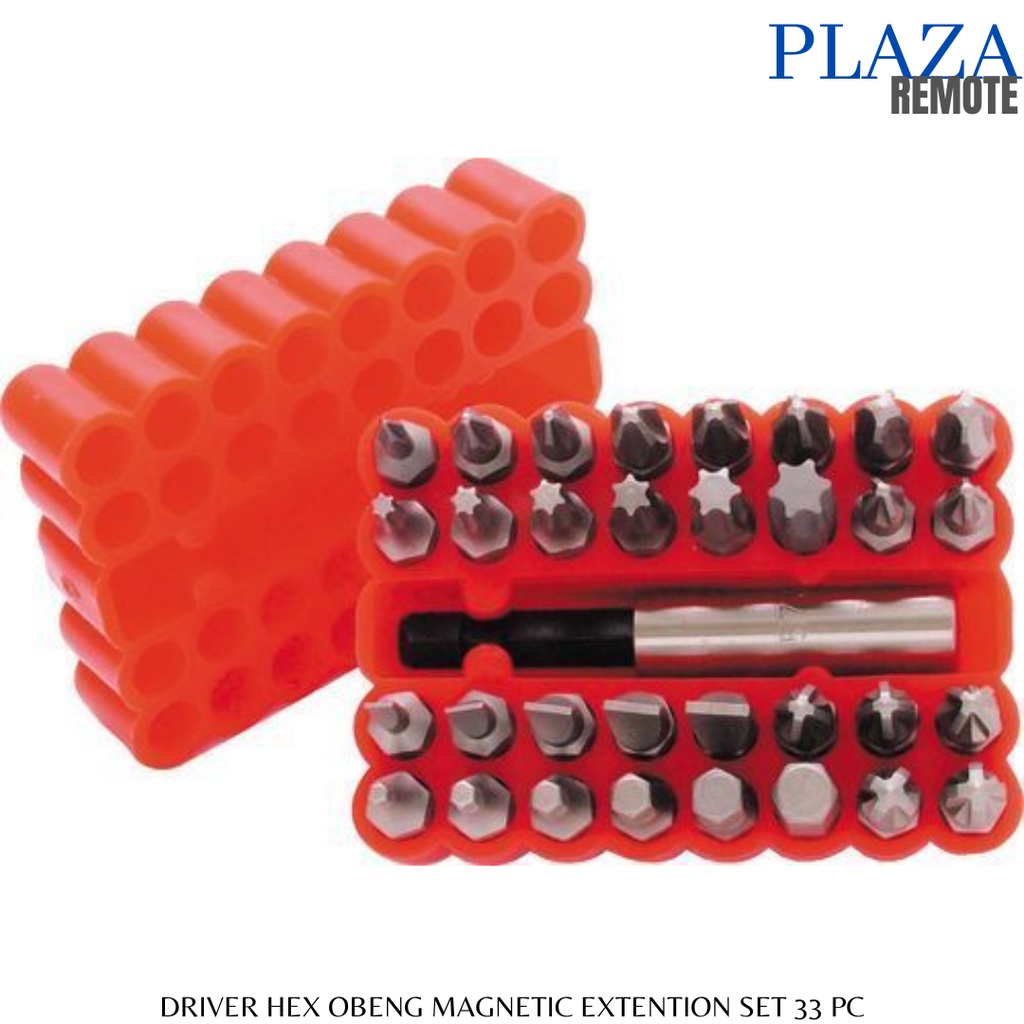 MATA OBENG HEX SCREW DRIVER BINTANG (MERAH) DUDUKAN MAGNET OBENG 33 PC NON LUBANG