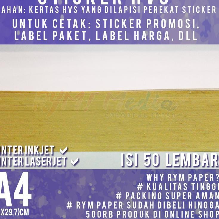 

Kejar Diskon Sticker HVS A4 isi 50 lembar / Kertas Stiker Inkjet Doff Matte A4