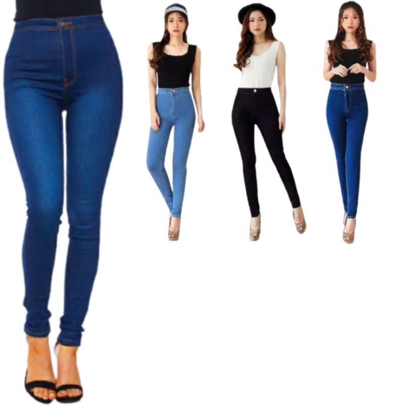 CELANA HIGHWAIST KOREA SKINNY CLANA JINS CEWEK WANITA PREMIUM CELANA JENS LEPIS DENIM MURAH