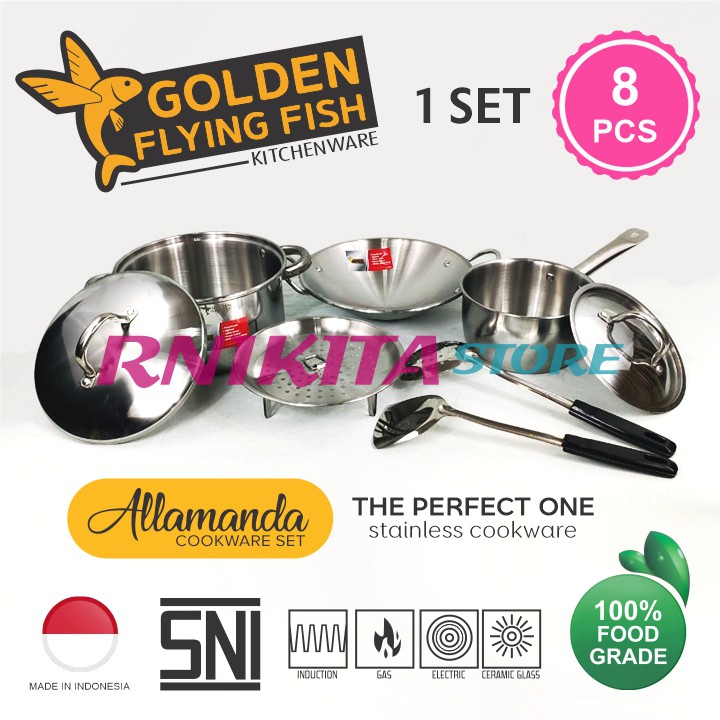 ALLAMANDA PANCI COOKWARE SET STAINLESS FOOD GRADE - Golden Flying Fish