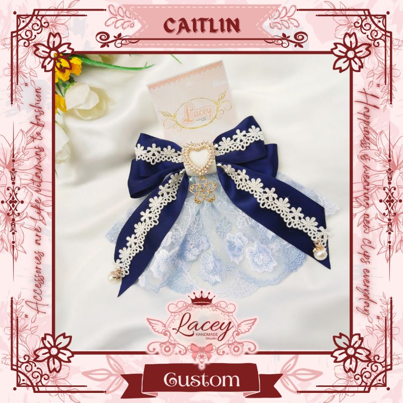 laceyhandmade custom pita bow brooch bros jepit dasi bowtie aksesoris kawaii lolita vintage pita lig