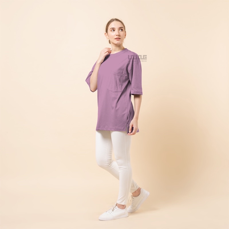 UNIQUE - (Pocket Series) Kaos Polos Oversize Pocket Cotton Combed 24s Pria & Wanita Tshirt Oversized Korea Croptop Hypbeast-Berry