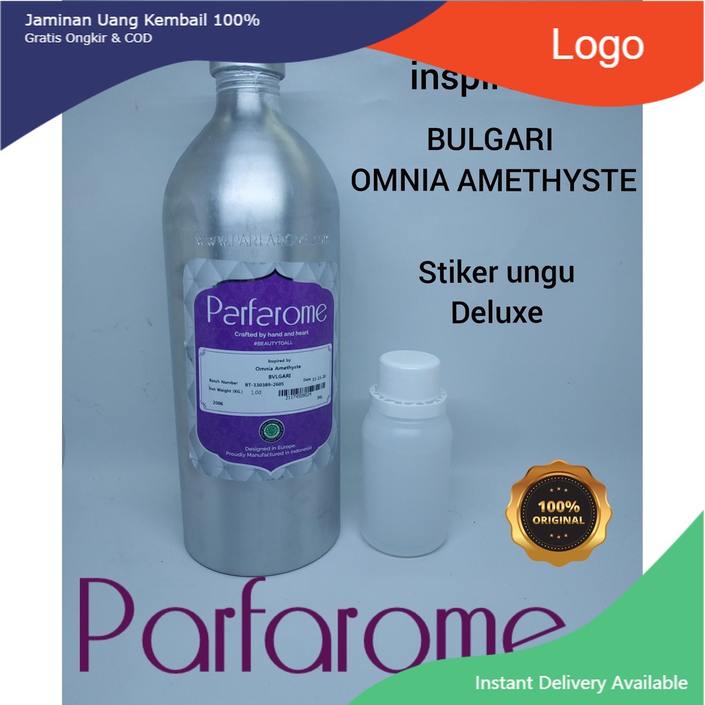 PARFUME BULGARI OMNIA AMETHYSTE BIBIT PARFUM MURNI 100 ML BY PARFAROME STIKER UNGU ( DELUXE ) PARFUM
