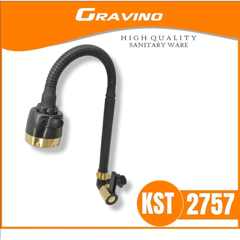 Gravino Kran Dapur Tembok Flexible Black Gold