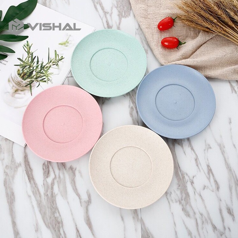 VISHAL Piring KECIL Wheat Straw Plate 1 Set Isi 4 Pcs Warna Warni  Simple Dinner High Quality Wheat