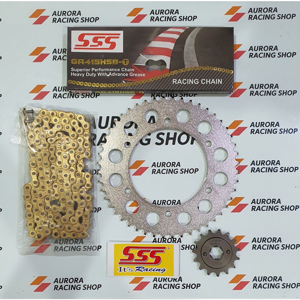 Gear Set 415 SSS R15 V3  / R15 V4 / Vixion R & Rantai SSS 415 Hsbt Gold