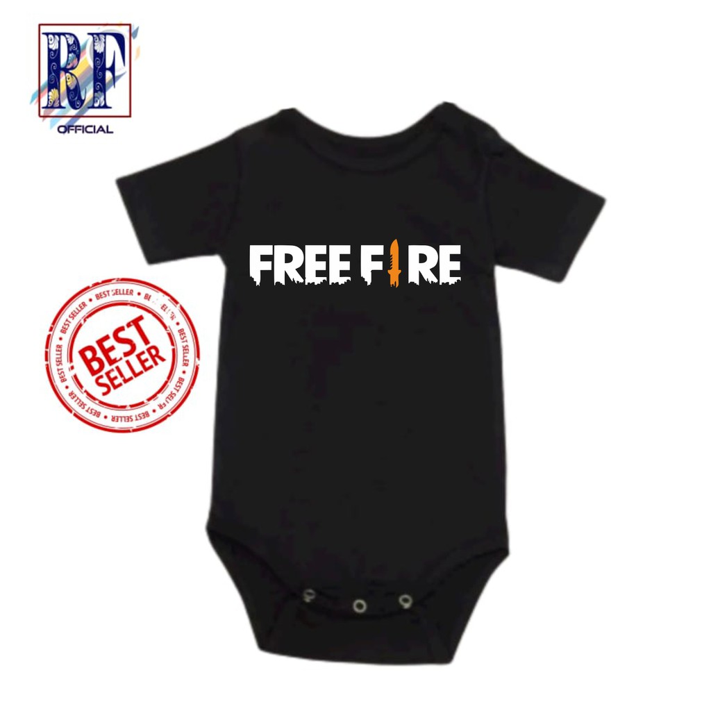 Kaos baju bayi jumper baby kids pendek FF FREE FIRE GARENA / tee tulisan usia 0 1 2 3 4 5 6 7 8 9 10