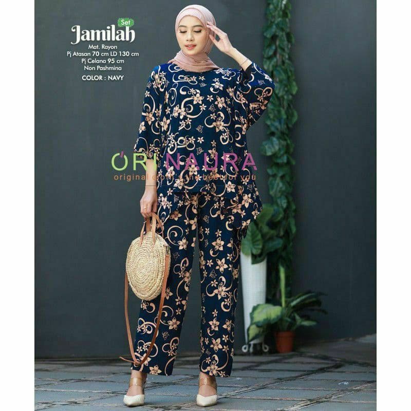 One Set Jumbo Waka Waka Jamilah Setelan Wanita Rayon Premium  Set Celana Panjang Tie Dye Kekinian