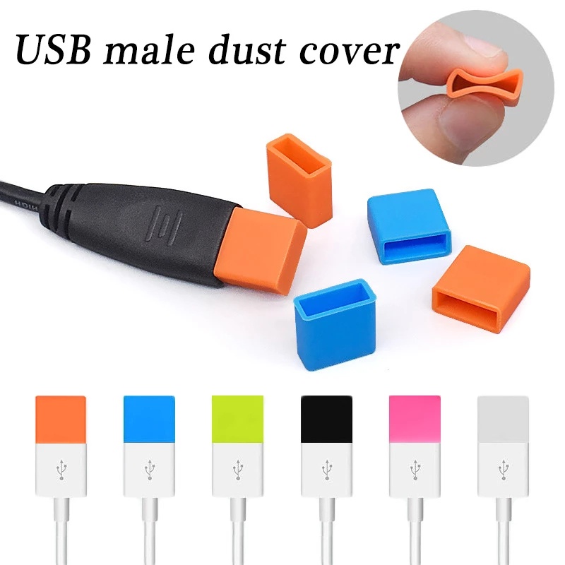 Case Pelindung Kabel Data USB Universal Bahan Silikon Anti Debu Warna Acak