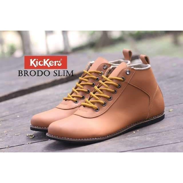 SEPATU PRIA SEPATU CASUAL PRIA KICKERS BRODO SLIM SEPATU KERJA FORMAL KASUAL - HITAM, 40