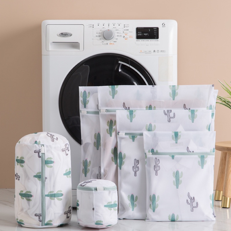 Laundry Bag Baju Kotor 1 Set 6 in 1 Kantong Mesin Cuci Motif Leaf &amp; Pineapple Kualitas Premium