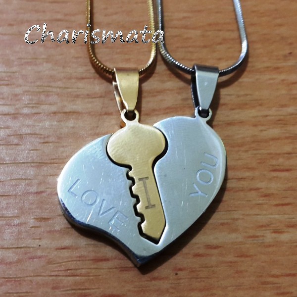 KALUNG TITANIUM COUPLE KUNCI HATI