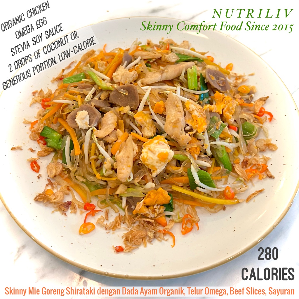 

Skinny Mie Shirataki Goreng Dada Ayam Organik, Telur Omega, Beef Slices 280 Kalori