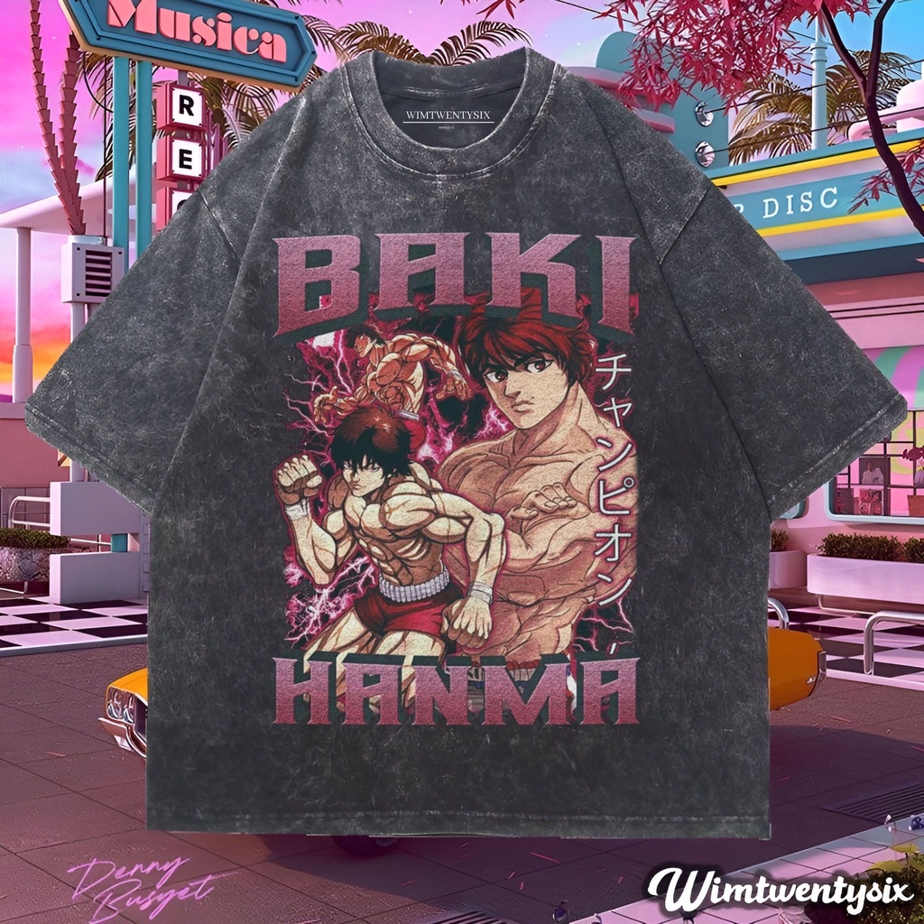 Jual T Shirt Oversized Kaos Oversize Kaos Washing Kaos Anime Baki Hanma Vintage Tee