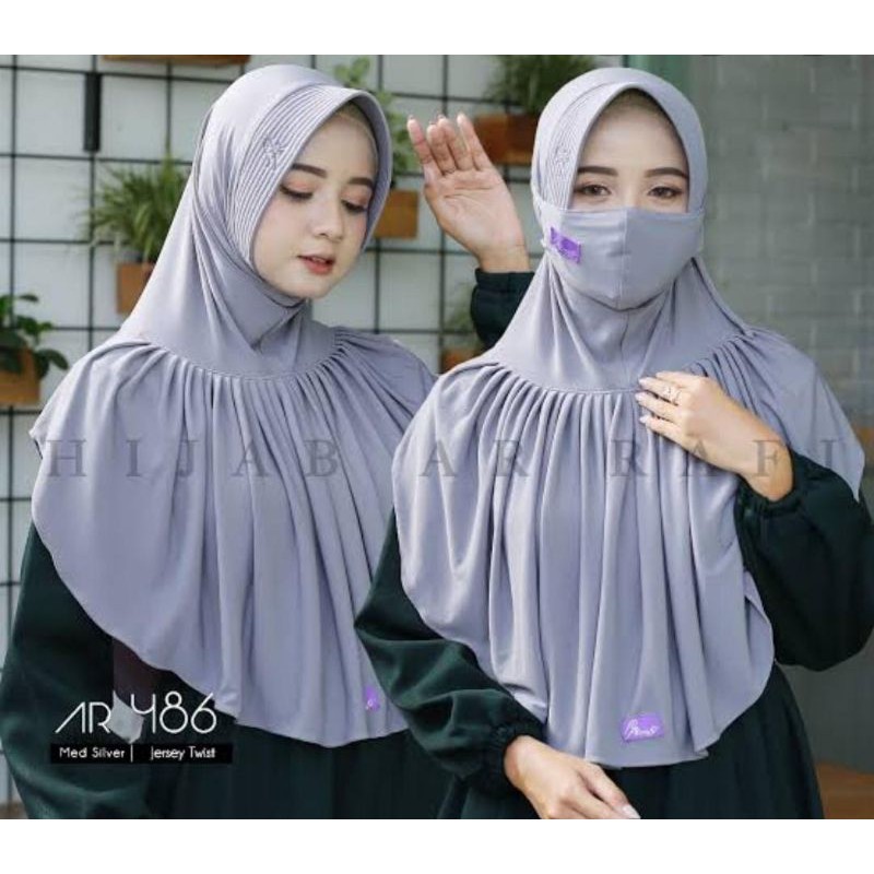 Hijab ArRafi 486 abu-abu | Hijab Slup | Hijab Instan