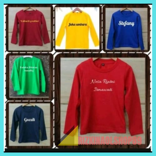 kaos dewasa lengan panjang free bordir nama