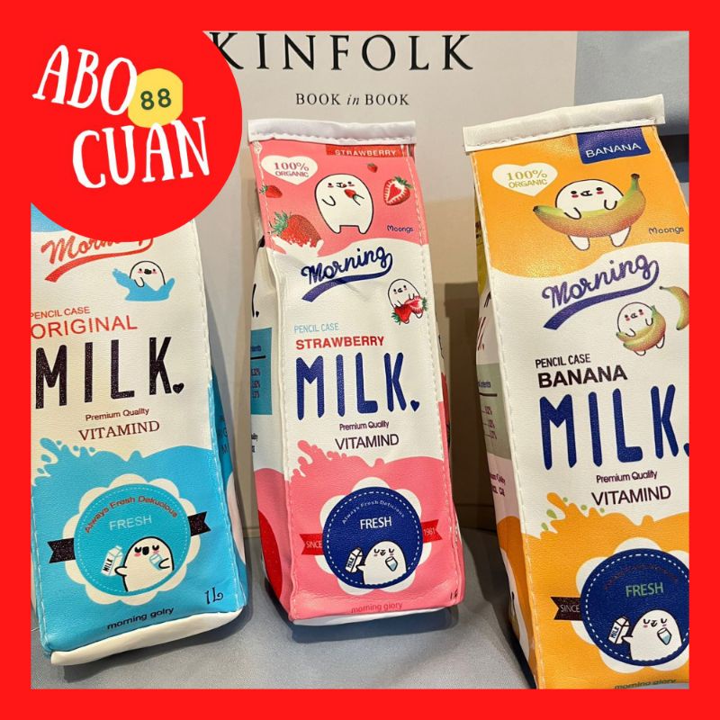 

[COD] Kotak Pensil Susu Bahan Tebal Pencil Case Stationery Unik Lucu