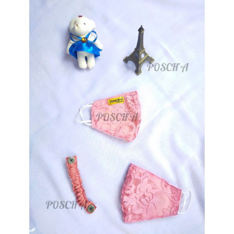 MASKER 2 PLY NON MEDIS EARLOOP PENGAIT MODEL BROKAT PINK