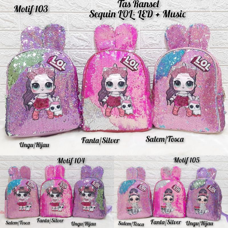 Tas Sequin LOL Unicorn Tas Ransel Usap Berubah Warna Tas Anak Sekolah