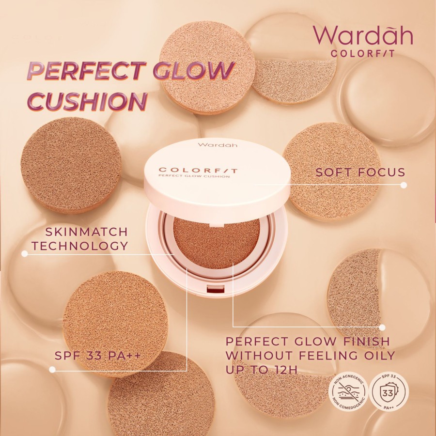 ★ BB ★ Wardah Colorfit Perfect Glow Cushion SPF 33 PA++ - Bedak Tahan 12 Jam