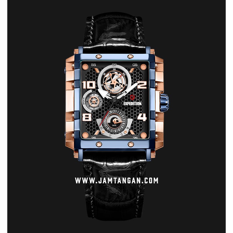 Expedition E 6757 BF LURBA Ladies Black Dial Black Leather Strap