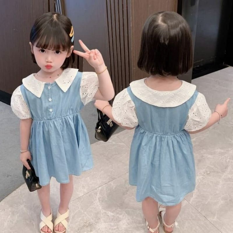 dress basic blue renda fredella