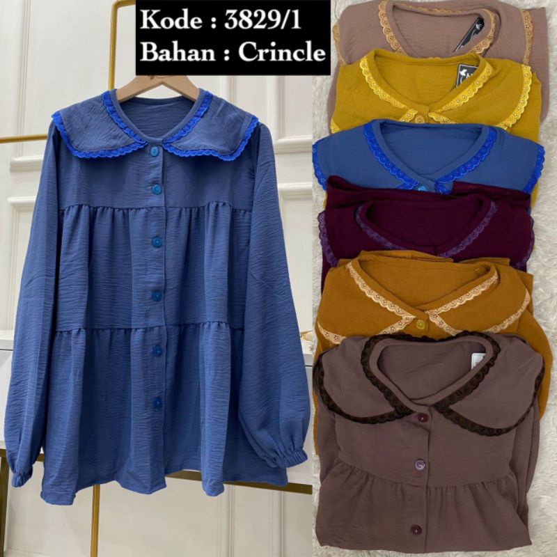 Blouse Crinkle Airflow Kerah Korea | Atasan Crinkle Premium | Atasan Crinkle Jumbo