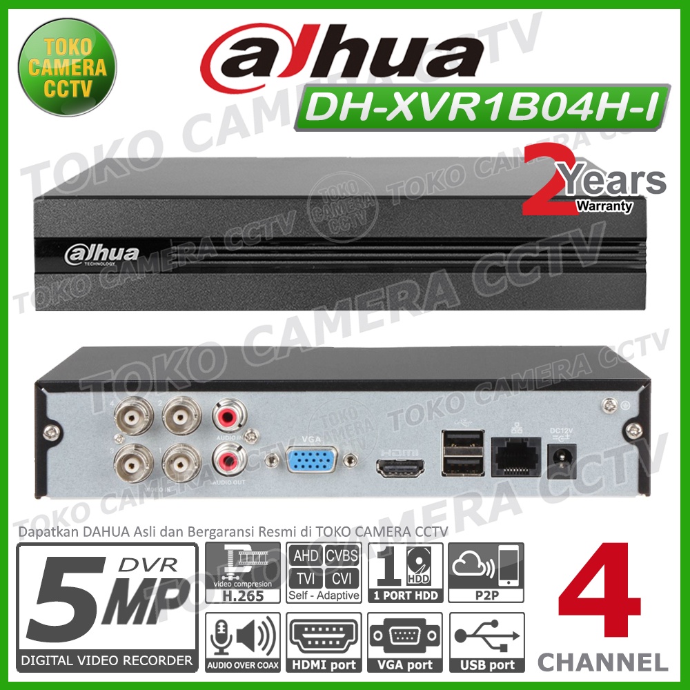 DVR DAHUA 4 CHANNEL DH-XVR1B04H-I 5MP XVR 1B04H I DVR 4CH DAHUA