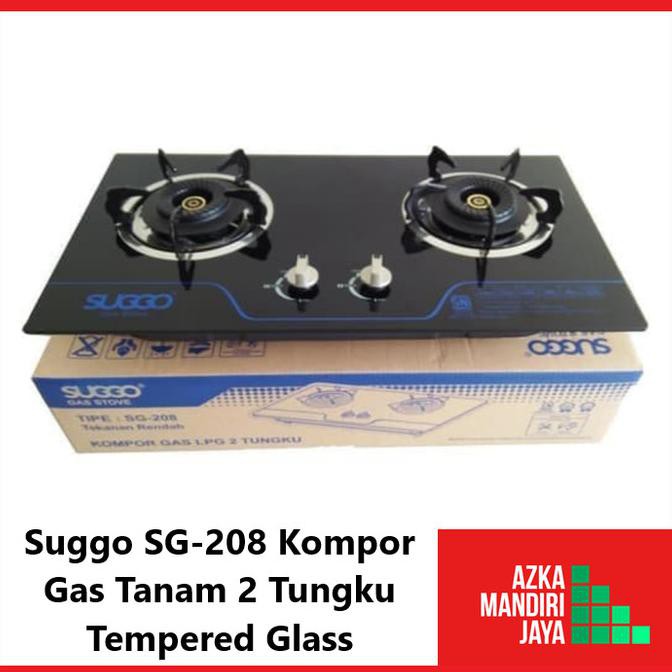 Suggo Sg-208 Kompor Tanam Gas 2 Tungku Bahan Tempered Glass / Kaca Sajidin73