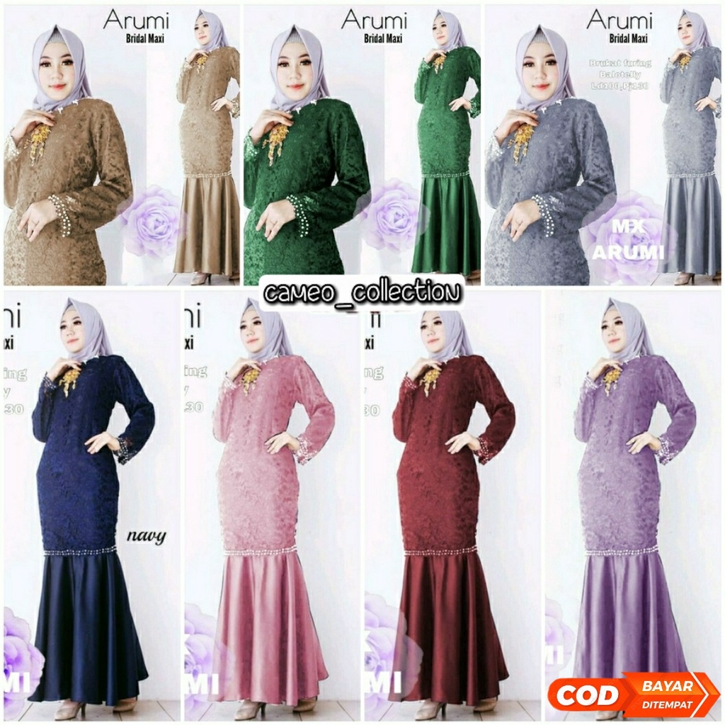 ( COD ) MAXI ARUMI GAMIS BRUKAT DRESS DUYUNG DRESS MUSLIM SERAGAM UNDANGAN PERNIKAHAN BRIDESMAID BAG