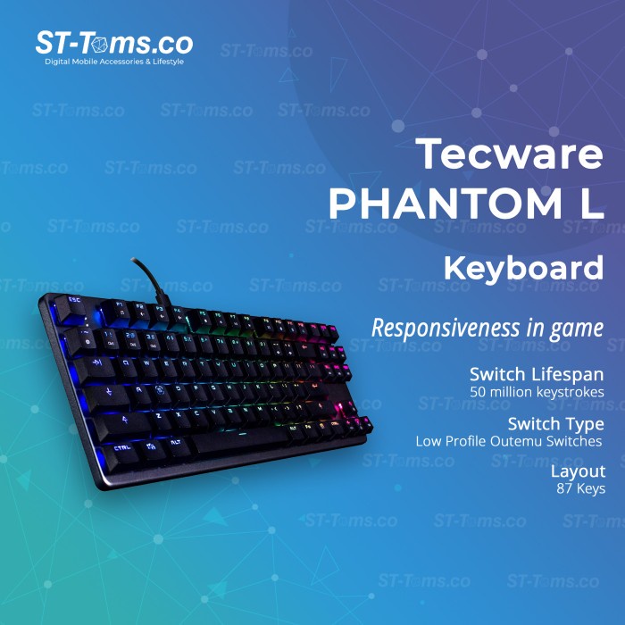 Tecware PHANTOM L 87 RGB (Low Profile Otemu Switch) Gaming Keyboard