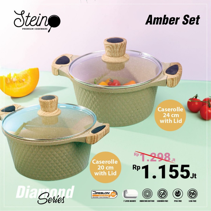 STEIN Cookware AMBER SET Granite Diamond Series Caserolle