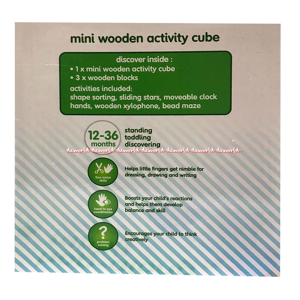 ELC Mini Wooden Activity Cube Mainan Belajar Jam Spin Slab Buat Anak