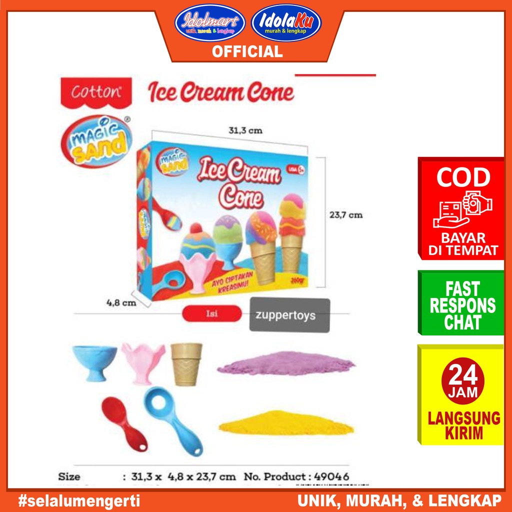 IDOLMART Fundoh Mainan Pasir /Magic Sand Ice Cream Cone / LOVELY CAKE Surabaya