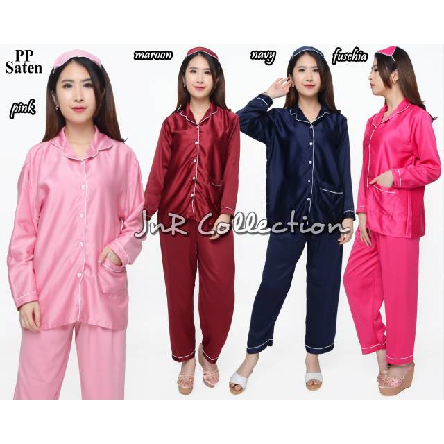 Piyama baju tidur satin lengan panjang celana panjang / PP LD 108