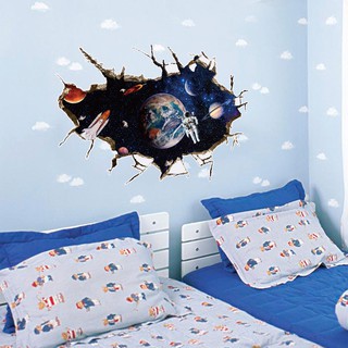 RELIZA WALL STICKER  PLANET LUAR  ANGKASA  ASTRONOT MOTIF 3D 