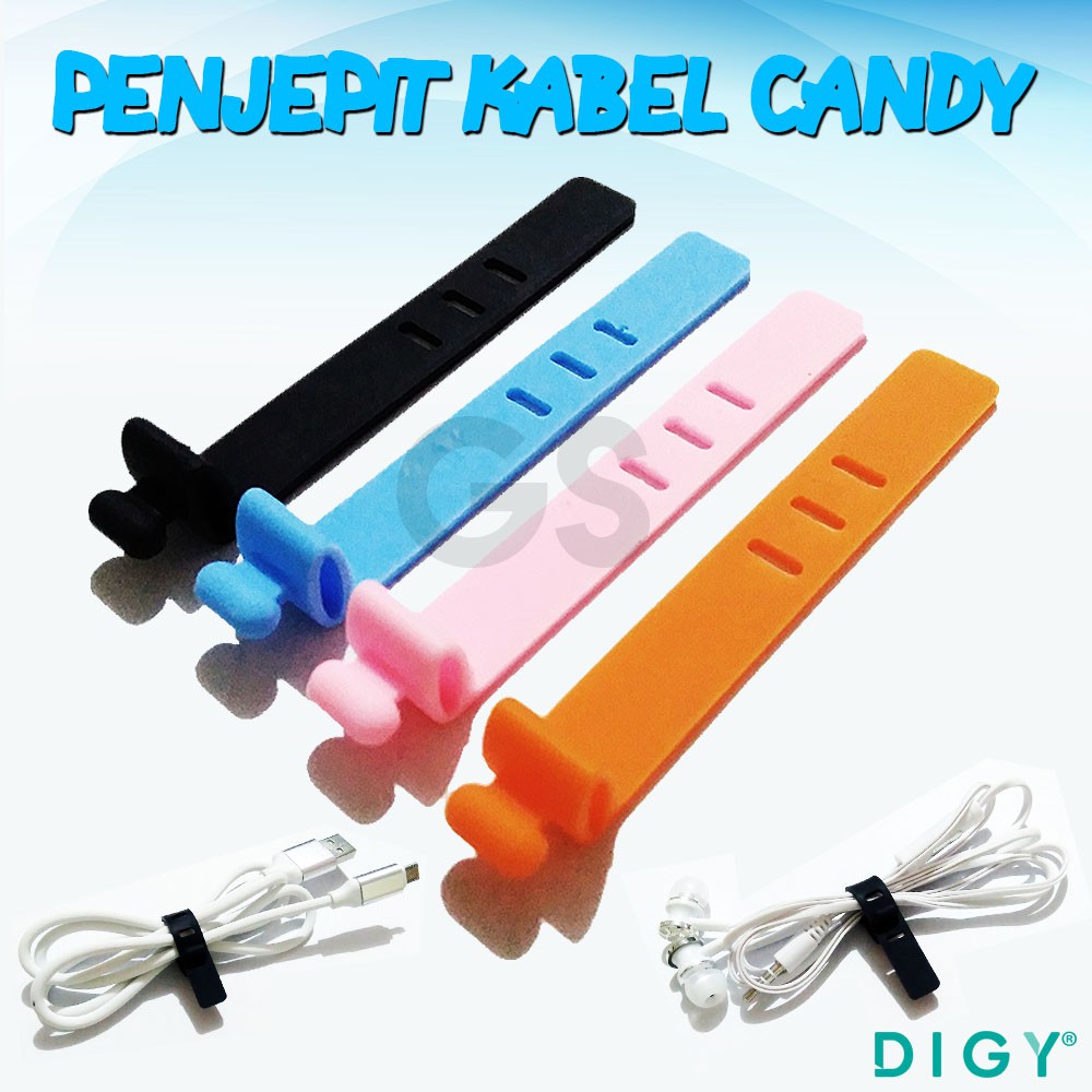 Penjepit Kabel Candy Pengait Kabel Headset Karet Pengikat Kabel Data/Penggulung