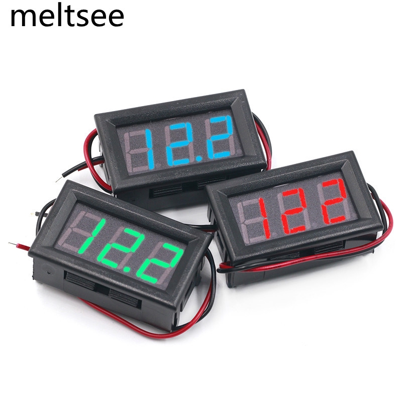 Voltmeter Digital Dengan Layar Led 0.56 Inch 2 Line Dc 4.5v-30v 2 Kabel Warna Merah Hijau Biru Untuk Rumah