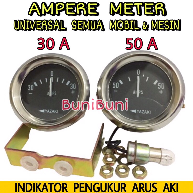 Ampere Meter DC / Amper Cas / Indikator Pengukur Arus Aki Mobil &amp; Mesin Universal